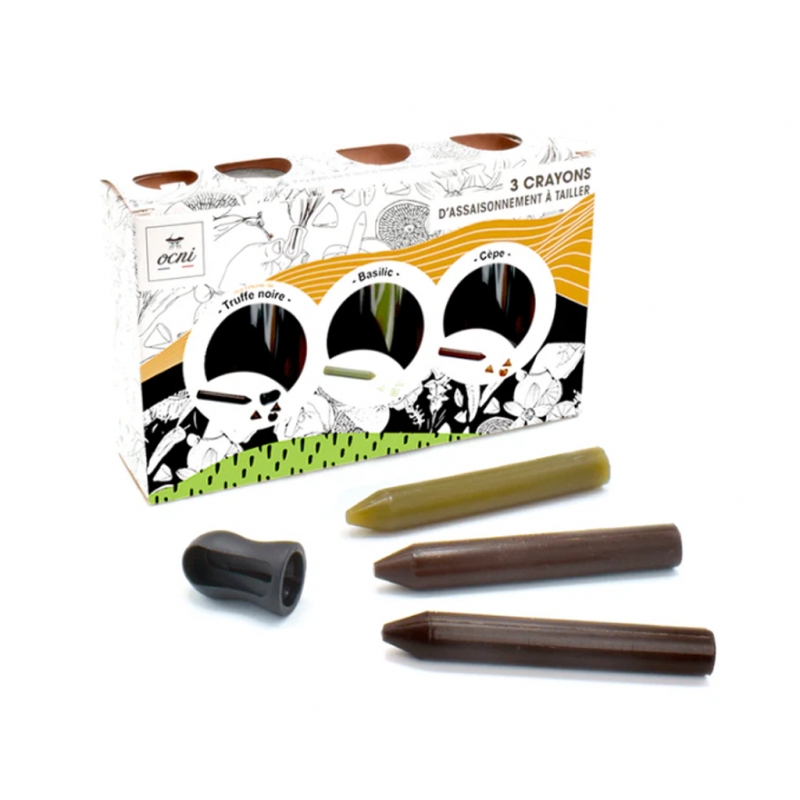 Coffret 3 crayons Truffe, basilic, cèpe OCNI