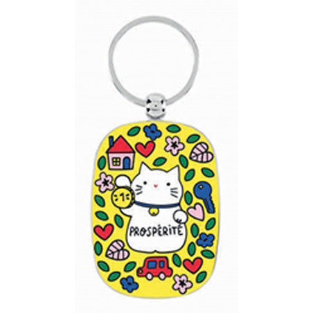Porte-clés Chat bonheur jaune DLP