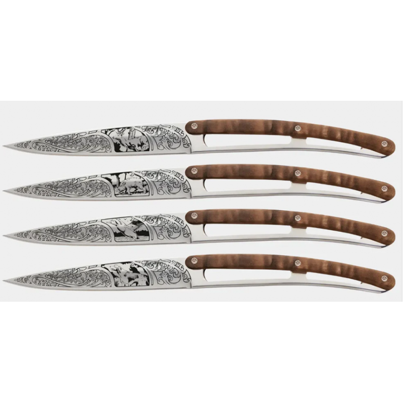 4 Couteaux de table miroir CHASSE DEEJO