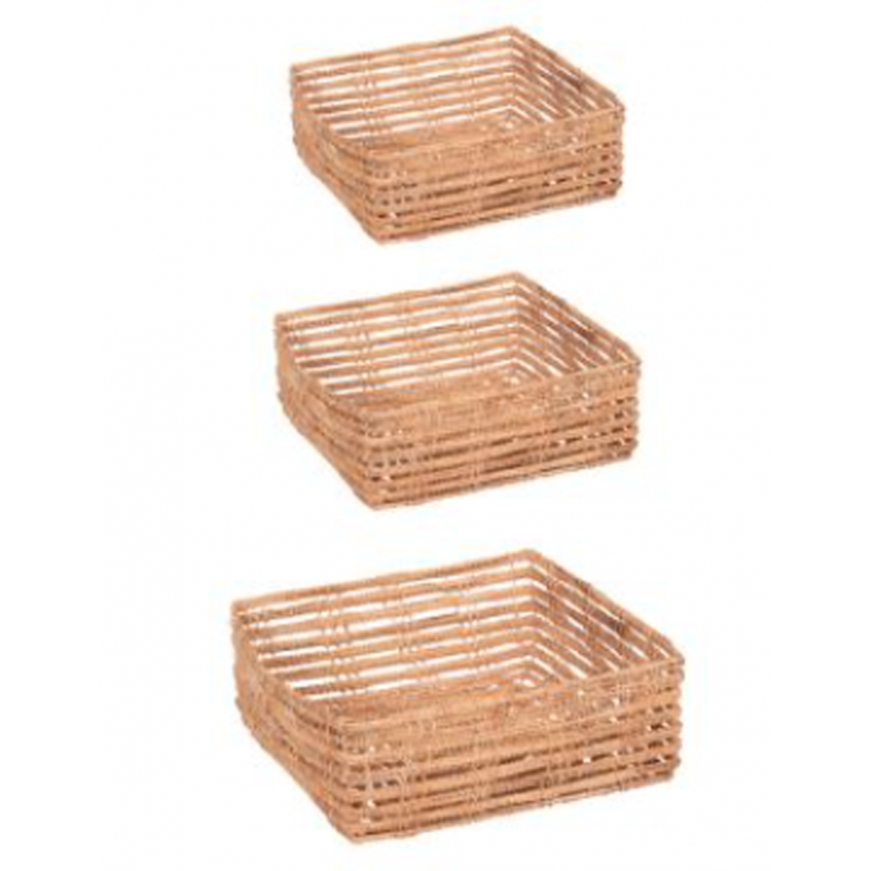 Set de 3 paniers carrés Fibre de palme