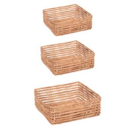 Set de 3 paniers carrés Fibre de palme