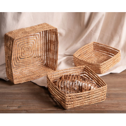 Set de 3 paniers carrés Fibre de palme