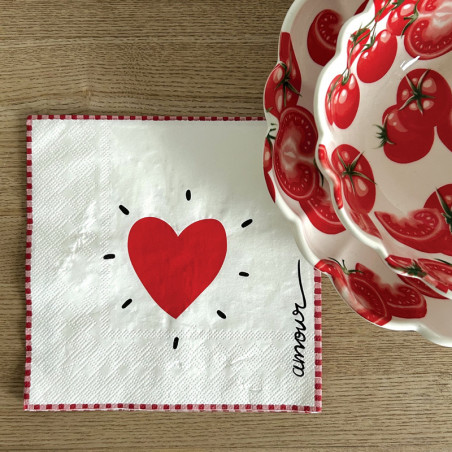 Serviettes papier coeur rouge *20 OPJET