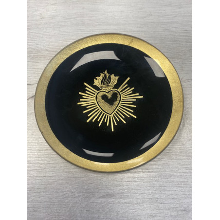 assiette noir ex voto pm D15 H1.2 cm OPJET
