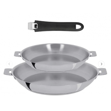 Set de 2 poêles 24/28 CM MUTINE AMOVIBLE + 1 POIGNEE NOIRE CRISTEL