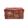 Trousse de toilette velours brodée perles stars and hearts kaki bois de rose