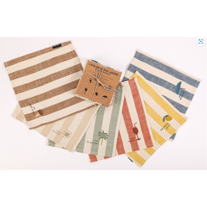 6 serviettes "Les beaux jours" 30*30 Sophie janière