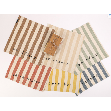 6 serviettes "C bon, régal, délice" 40*40 S. janière