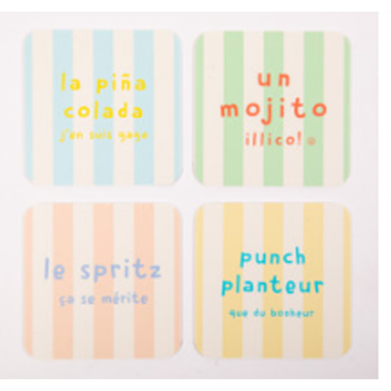 4 dessous de verre "Cocktail" s.Janière