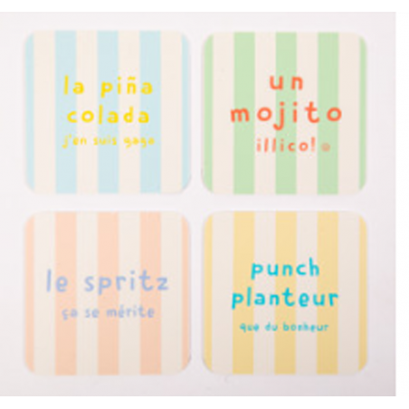 4 dessous de verre "Cocktail" s.Janière