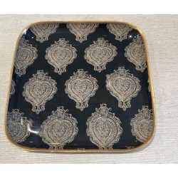 plateau métal Arles16*16 noir, bord doré