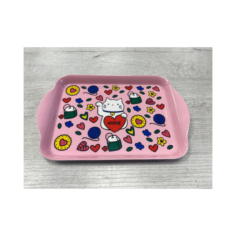 Plateau Chat bonheur rose DLP