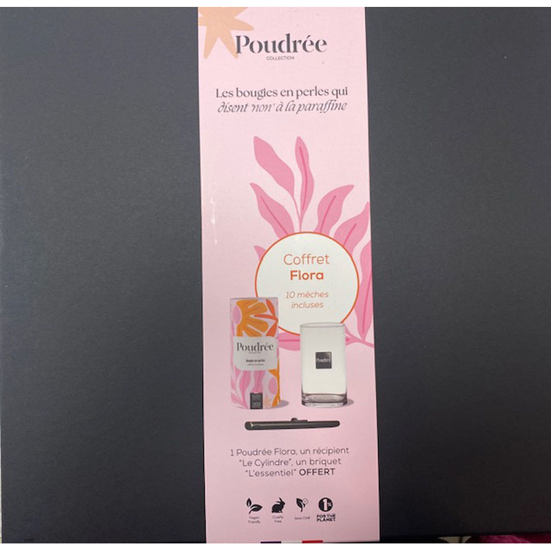 Coffret Flora POUDREE : bougie, contenant, briquet