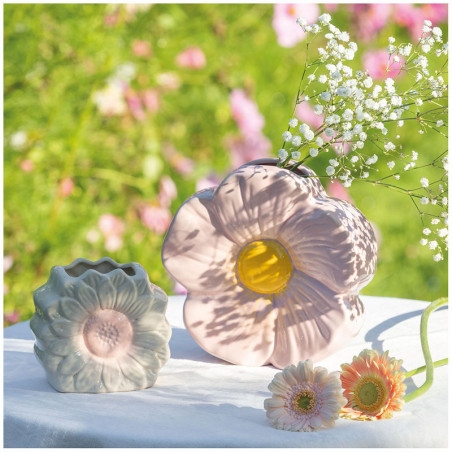 vase decoratif Marguerite en ceramique jaune 12*6.8*11