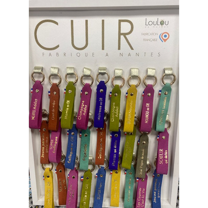 porte clé message cuir velours ATELIER LOULOU