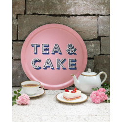 Plateau TEA & CAKE rose pale D39cm