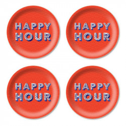 Dessous verre HAPPY HOUR orange D11cm