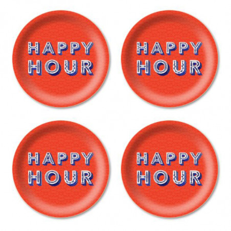 Dessous verre HAPPY HOUR orange D11cm