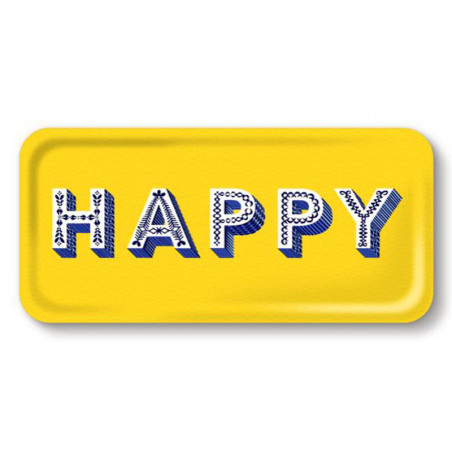 Plateau HAPPY jaune 36*28cm