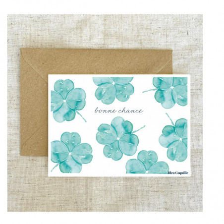 carte postale Bonne chance Bleu coquille