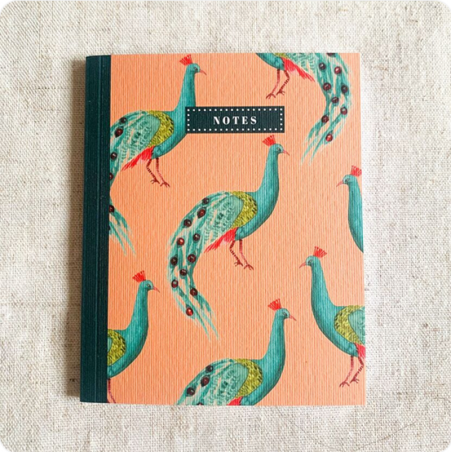 carnet Bleu coquille paons