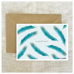 carte postale Plumes Bleu coquille