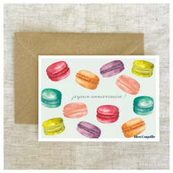 carte postale Macarons Bleu coquille