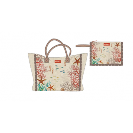 Cabas et pochette ROSE ET TULIPANI