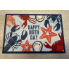 Carte Happy Birthday coquillages et crustacés