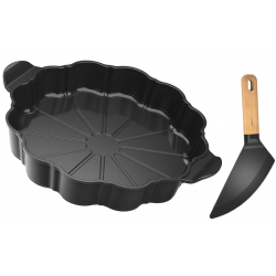 Formidable plat noir à tarte + couteau COOKUT