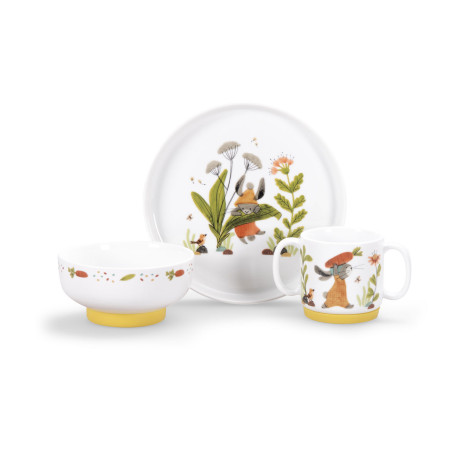 set de vaisselle porcelaine trois petits lapins Moulin Roty
