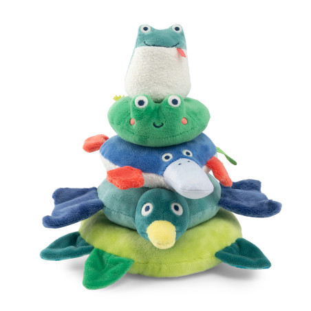 Animaux empilables tissu la mare aux grenouilles Moulin Roty