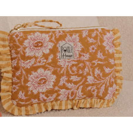 Pochette froufrou  gaze fleurs indiennes