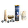 Coffret 6 pierres à whisky granit bleu de Lanhélin + pince à glacons hêtre