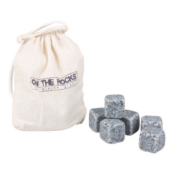 Sachet coton de 6 pierres à whisky granit bleu de Lanhelin