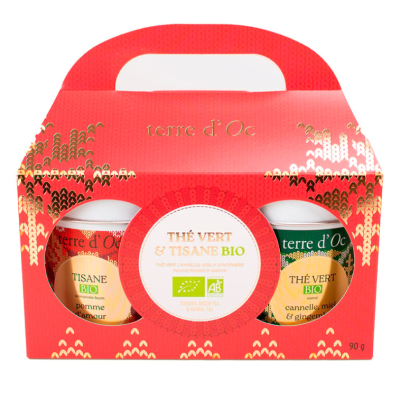 Duo thé vert gingembre-infusion pomme d'amour Noël 26