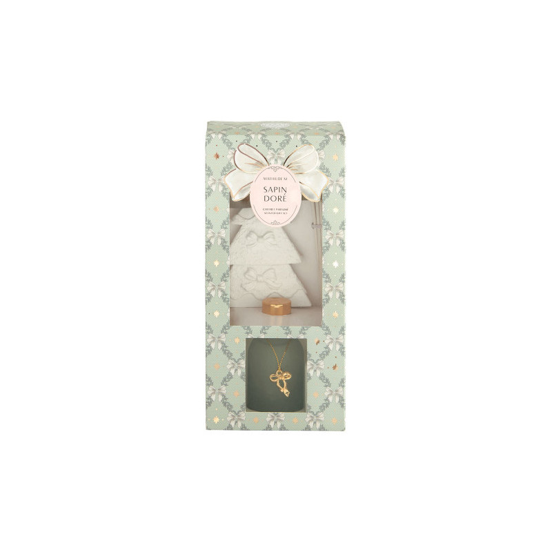 coffret diffuseur rubans de fête Sapin doré