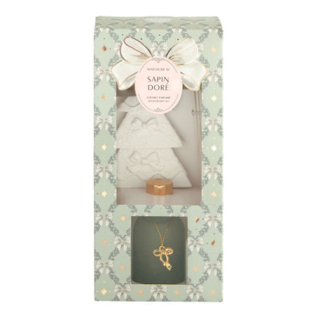 coffret diffuseur rubans de fête Sapin doré