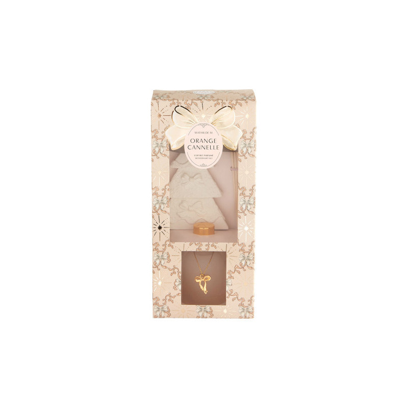 coffret diffuseur rubans de fête orange cannelle