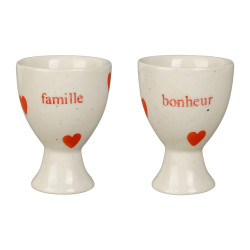 coquetier Famille blanc rouge