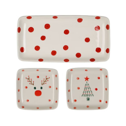 Plat rectangulaire + 2 assiettes carrés mon sapin