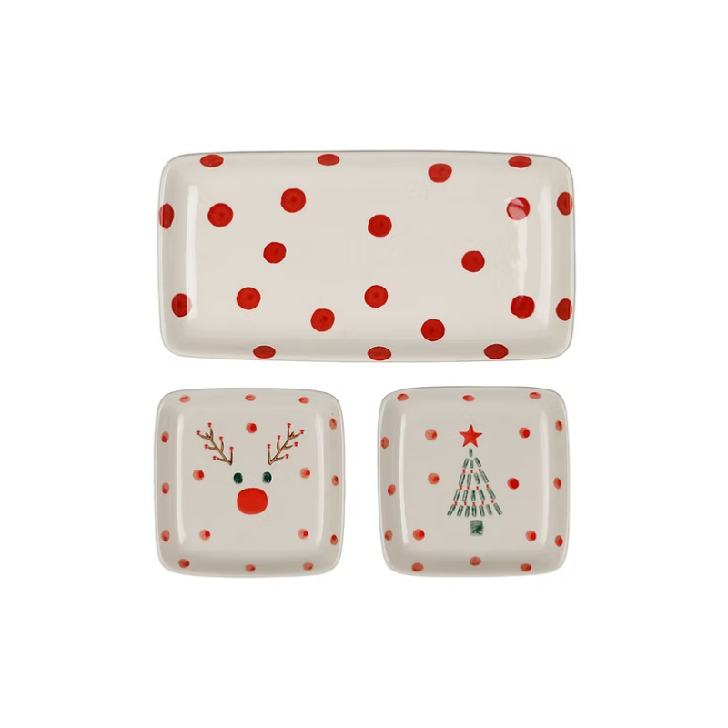 Plat rectangulaire + 2 assiettes carrés mon sapin