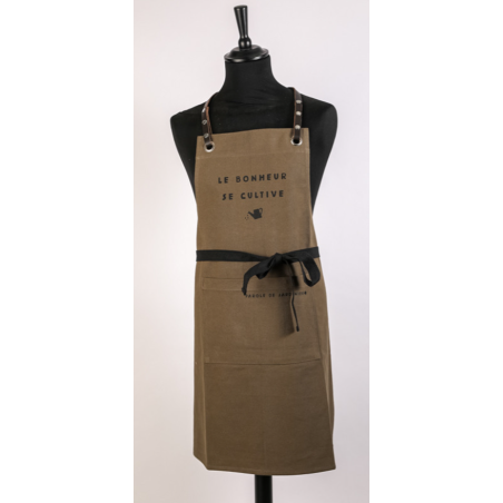 Tablier Homme kaki "le bonheur se cultive" S. Janiere