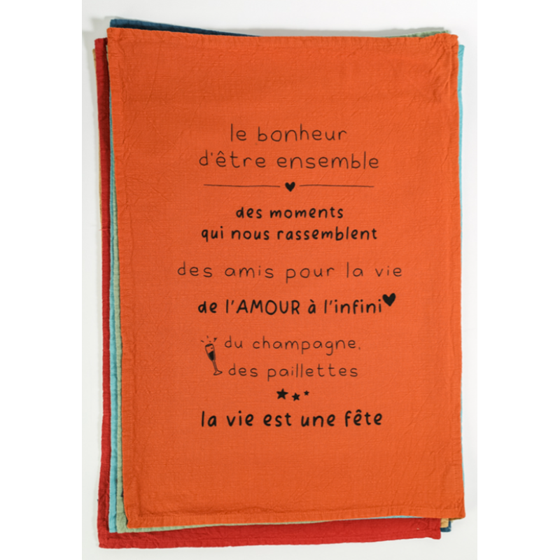 Torchon "La vi est une fête" 50*70 S.Janière