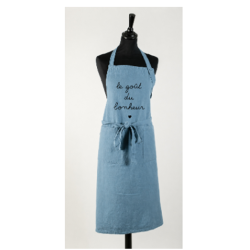 Tablier bleu gris "le goût du bonheur" S. Janiere