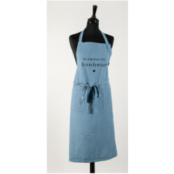 Tablier bleu gris "la maison du bonheur" S. Janiere