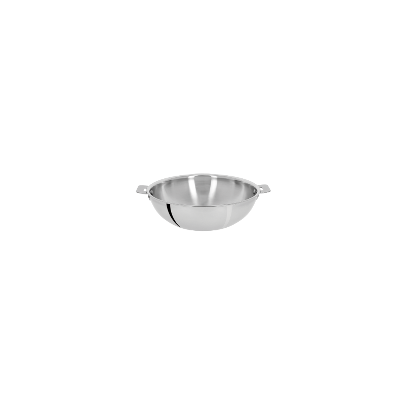 Wok En Inox 18/10 Cristel Castel Pro 5 Ply - Diamètre 32 Cm - 2 Anses Fixes Athermiques - Pour Tous Feux Dont Induction - Fabriqué En France